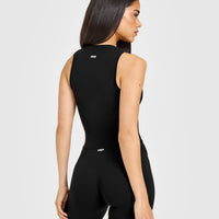 SoftMotion™ High Neck Mid Vest with White Logo | Black