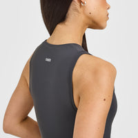 SoftMotion™ High Neck Mid Vest with White Logo | Coal