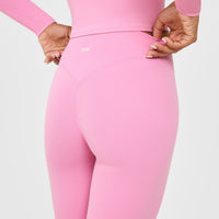 SoftMotion™ High Waisted Leggings with White Logo | Rose Pink