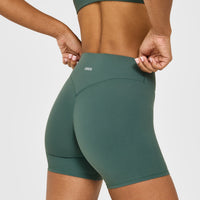 SoftMotion™ High Waisted Shorts 6" with White Logo | Iced Green