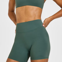SoftMotion™ High Waisted Shorts 6" with White Logo | Iced Green