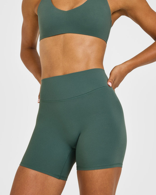 SoftMotion™ High Waisted Shorts 6" with White Logo | Iced Green