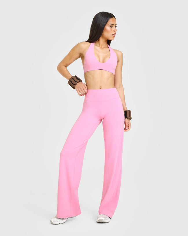 SoftMotion™ Straight Leg Bottoms with White Logo | Rose Pink