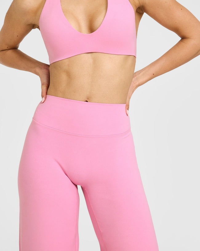 SoftMotion™ Straight Leg Bottoms with White Logo | Rose Pink