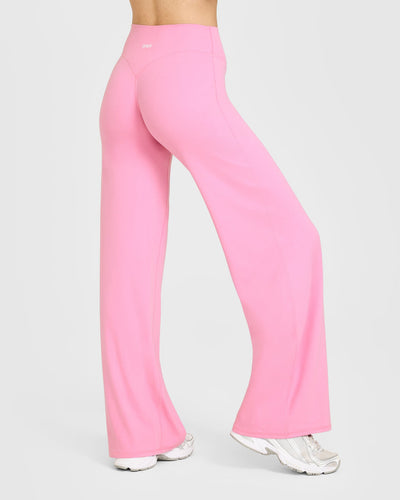 SoftMotion™ Straight Leg Bottoms with White Logo | Rose Pink
