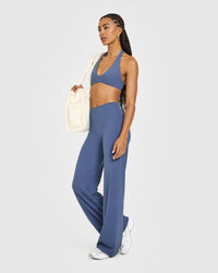 SoftMotion™ Straight Leg Bottoms with White Logo | Slate Blue