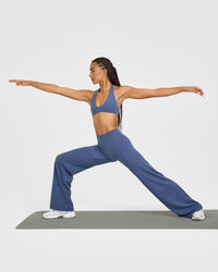 SoftMotion™ Straight Leg Bottoms with White Logo | Slate Blue