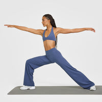 SoftMotion™ Straight Leg Bottoms with White Logo | Slate Blue