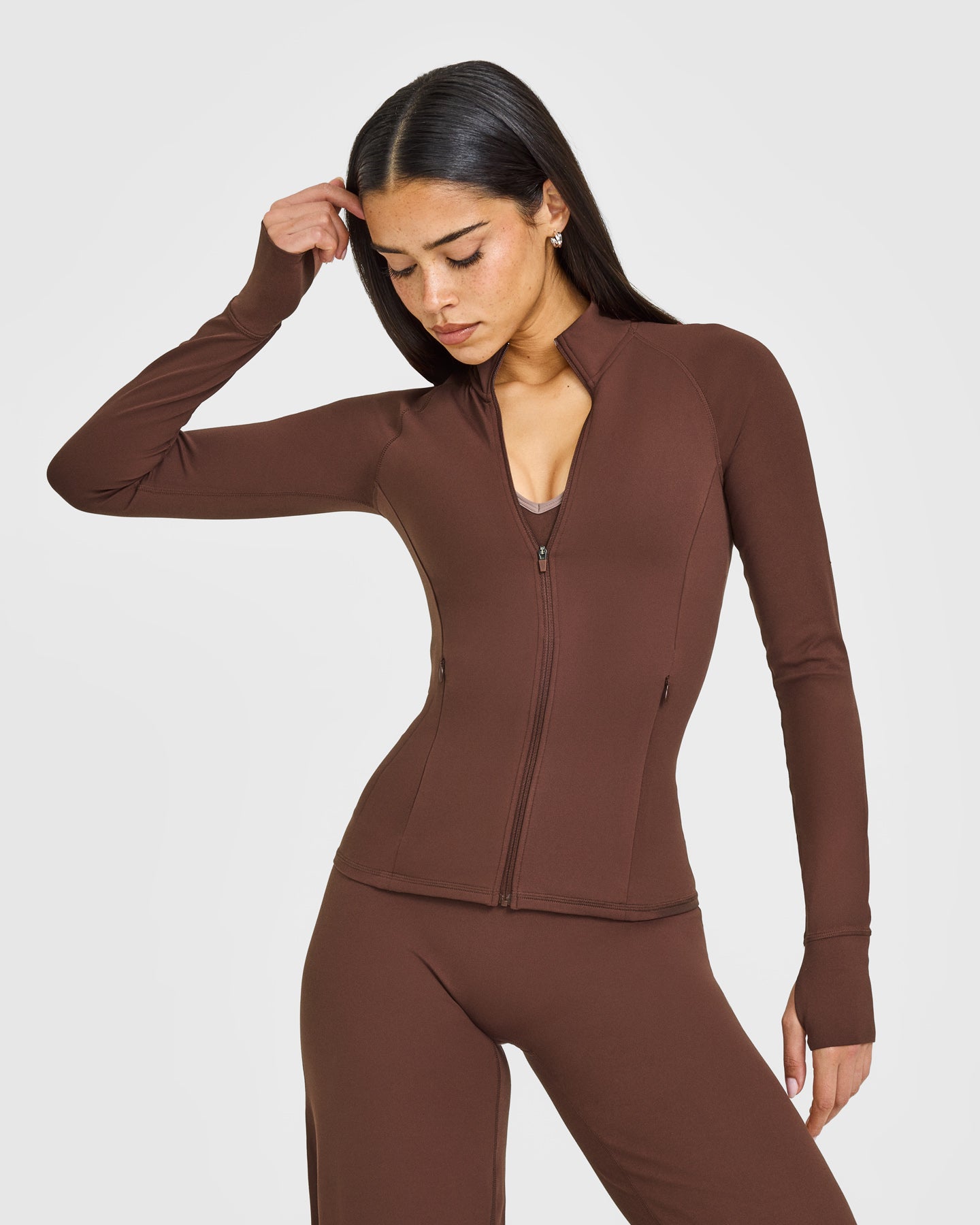 SoftMotion™ Jacket with White Logo | Espresso Brown