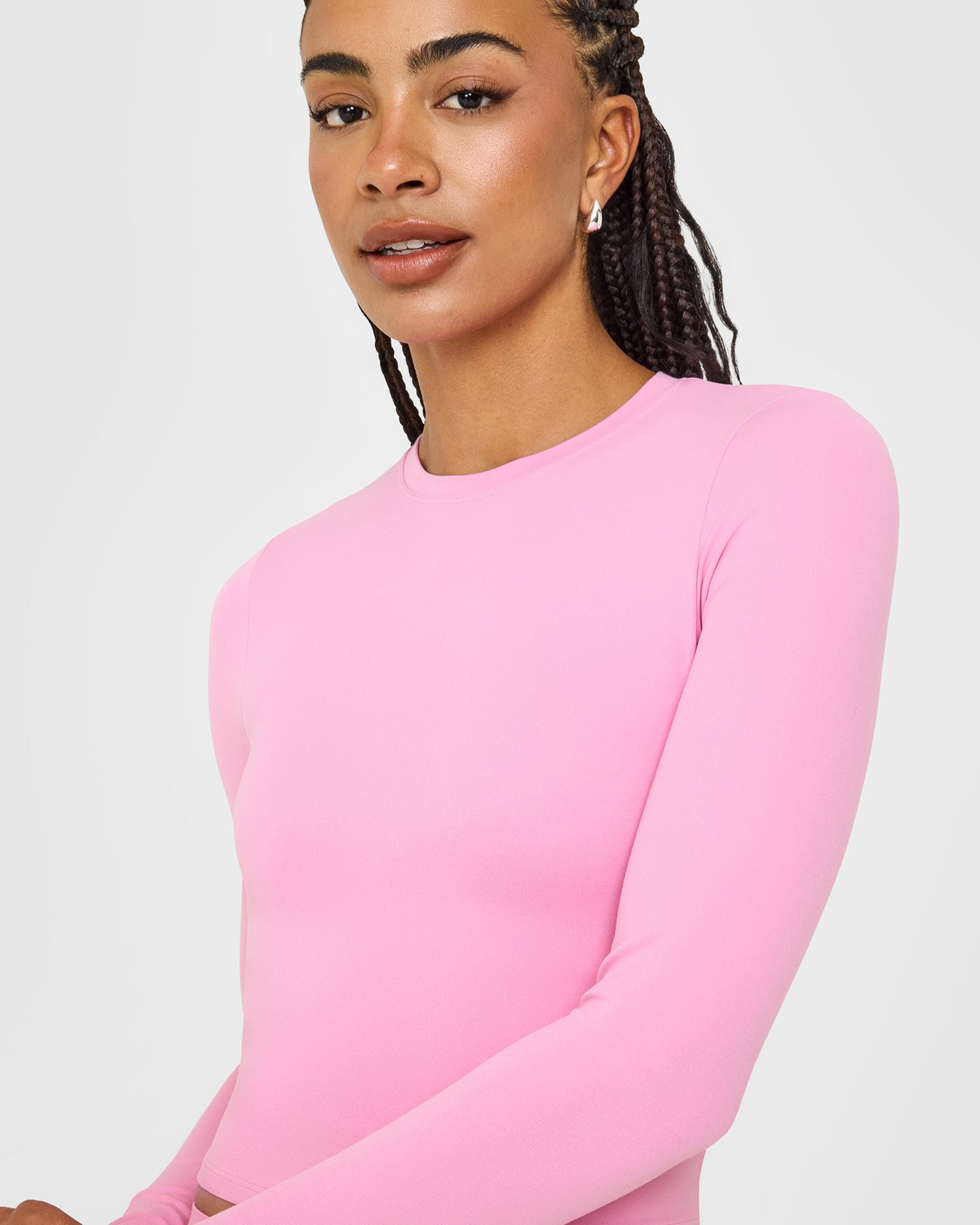 Oner Roses SoftMotion™ Long Sleeve Mid Top with White Logo Rose Pink | Oner Active UK