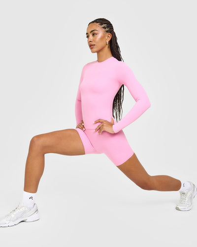 SoftMotion™ Long Sleeve Top with White Logo | Rose Pink