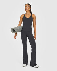 SoftMotion™ Racer Back Vest with Built in Bra Shelf with White Logo | Coal