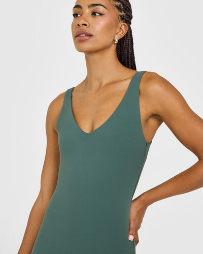 SoftMotion™ Scoop Back Flared All In One Long with White Logo | Iced Green