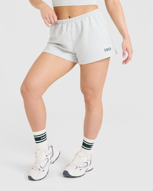 Oner Modal Lightweight Shorts with Printed Logo | Light Grey Marl