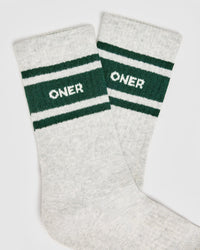 Varsity Crew Socks 2 Pack | Off White/Grey Marl/Racing Green