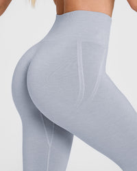 EffortlessLift™ Seamless Leggings with White Logo | Metal Grey