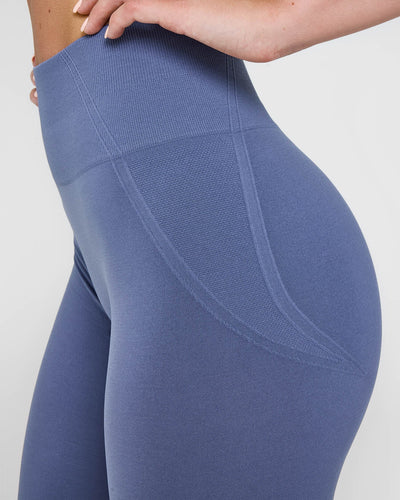 EffortlessLift™ Seamless Leggings with White Logo | Slate Blue
