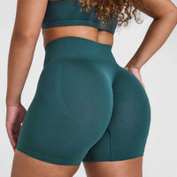 EffortlessLift™ Seamless Shorts with White Logo | Marine Teal