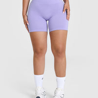 EffortlessLift™ Seamless Shorts with White Logo | Vintage Violet