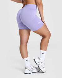 EffortlessLift™ Seamless Shorts with White Logo | Vintage Violet