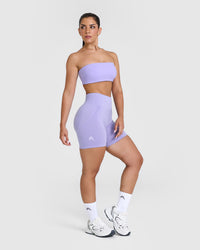 EffortlessLift™ Seamless Shorts with White Logo | Vintage Violet
