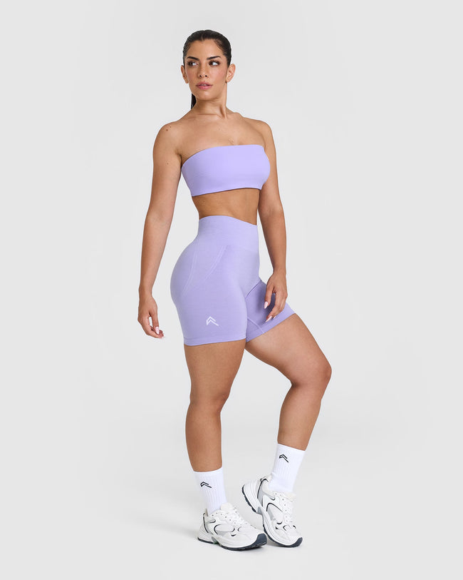 EffortlessLift™ Seamless Shorts with White Logo | Vintage Violet