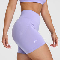 EffortlessLift™ Seamless Shorts with White Logo | Vintage Violet