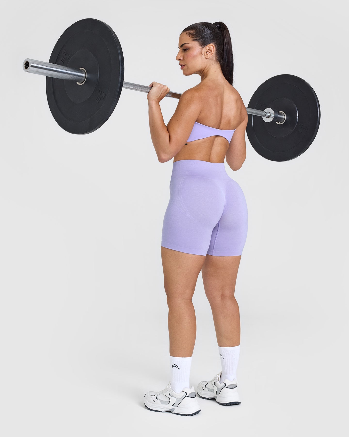 EffortlessLift™ Seamless Shorts with White Logo | Vintage Violet