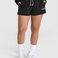Raw Lounge Oversized Shorts with Graphic | Washed Black