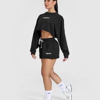 Raw Lounge Oversized Shorts with Graphic | Washed Black
