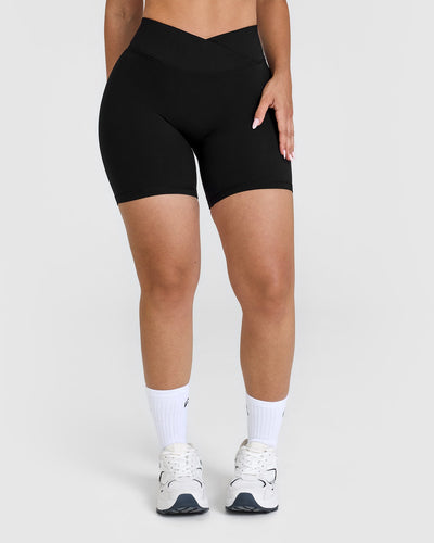 UnifiedMove Wrap Shorts White Logo 6" | Black