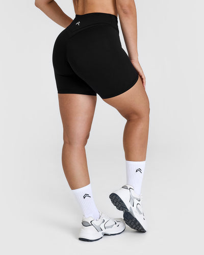 UnifiedMove Wrap Shorts White Logo 6" | Black