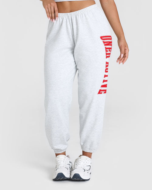 Oner Modal Lightweight Joggers with Red Graphic | Light Grey Marl
