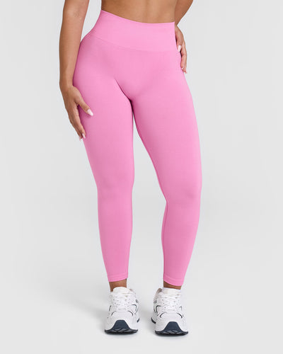 EffortlessLift™ Seamless Leggings with White Logo | Power Pink