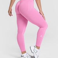 EffortlessLift™ Seamless Leggings with White Logo | Power Pink