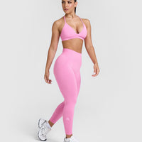 EffortlessLift™ Seamless Leggings with White Logo | Power Pink