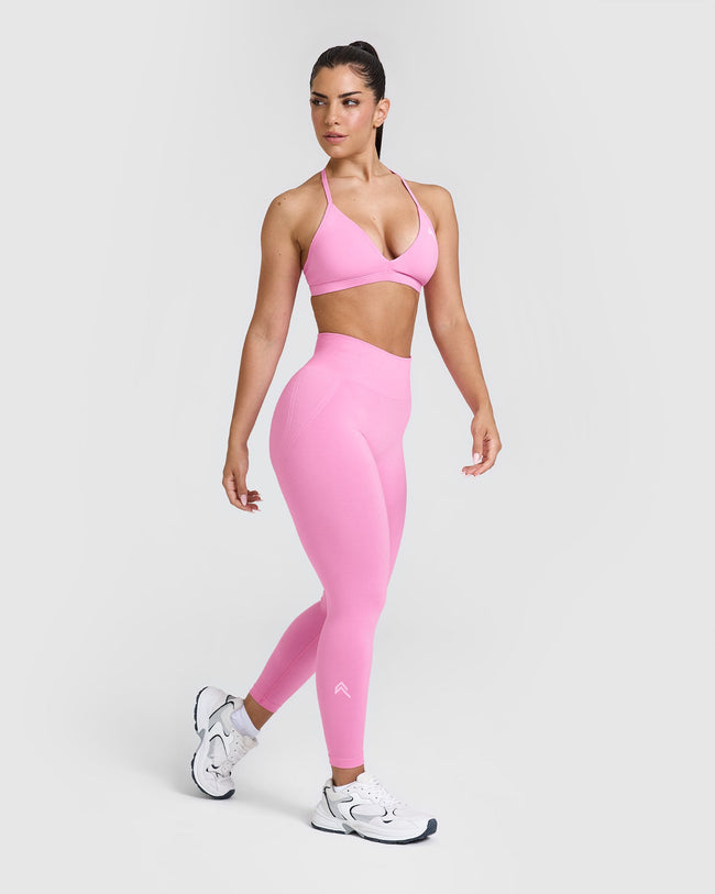 EffortlessLift™ Seamless Leggings with White Logo | Power Pink