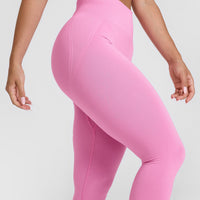 EffortlessLift™ Seamless Leggings with White Logo | Power Pink