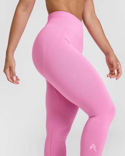 EffortlessLift™ Seamless Leggings with White Logo | Power Pink