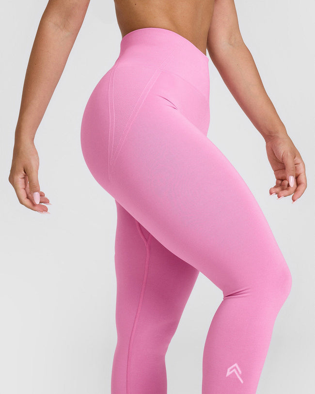 EffortlessLift™ Seamless Leggings with White Logo | Power Pink