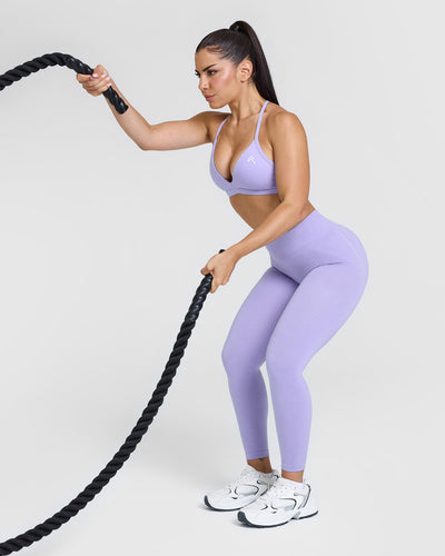 EffortlessLift™ Seamless Leggings with White Logo | Vintage Violet