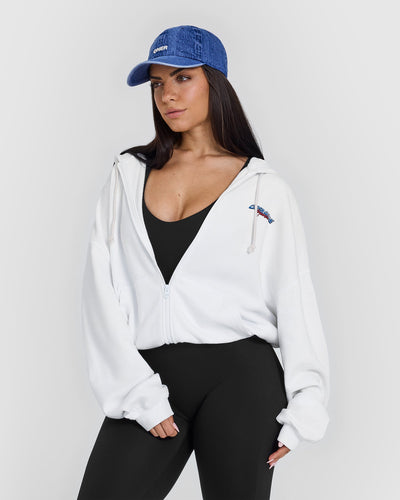 White oversized zip hoodie best sale