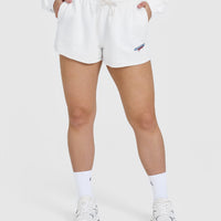 Raw Lounge Oversized Shorts with Graphic | White