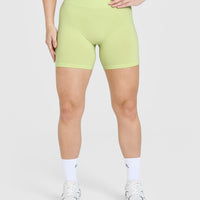 EffortlessLift™ Seamless Shorts with White Logo | Pump Green