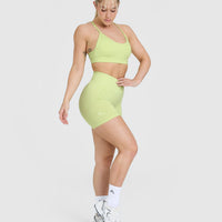 EffortlessLift™ Seamless Shorts with White Logo | Pump Green