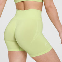 EffortlessLift™ Seamless Shorts with White Logo | Pump Green