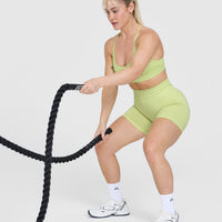 EffortlessLift™ Seamless Shorts with White Logo | Pump Green