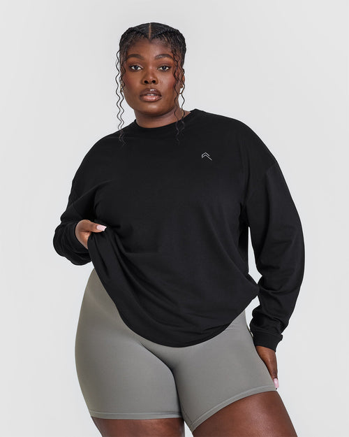Oner Modal Classic Oversized Lightweight Long Sleeve Top | Black