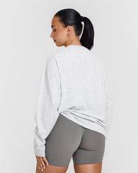 Classic Oversized Lightweight Long Sleeve Top | Light Grey Marl