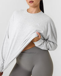 Classic Oversized Lightweight Long Sleeve Top | Light Grey Marl